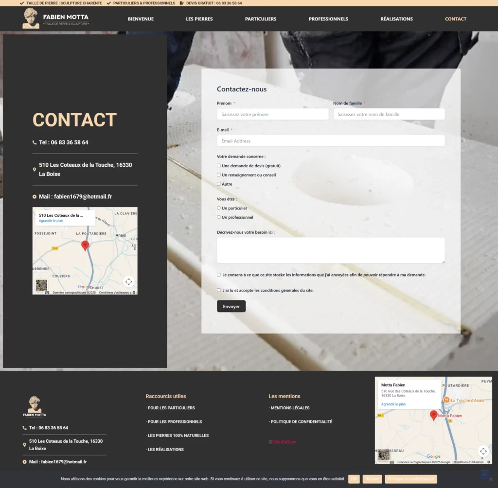 Fabien Motta Contact Site Refonte Site WordPress